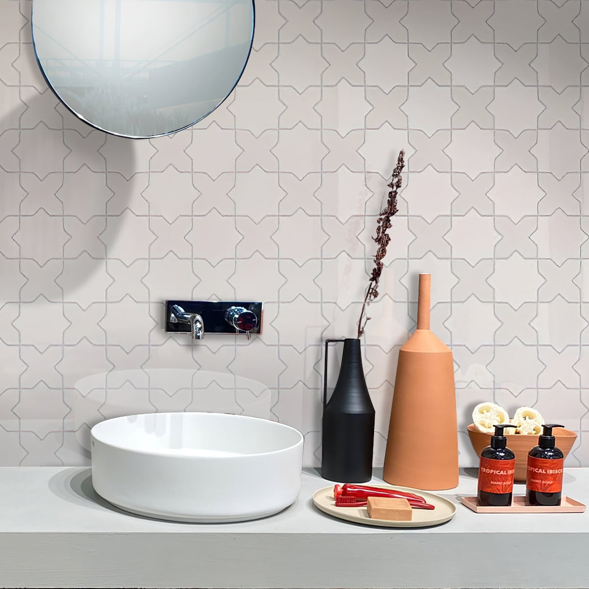 Siena 5.35 in. x 5.35 in. Glossy White Ceramic Star-Shaped Wall and Floor Tile (5.37 sq. ft./case) (27-pack)