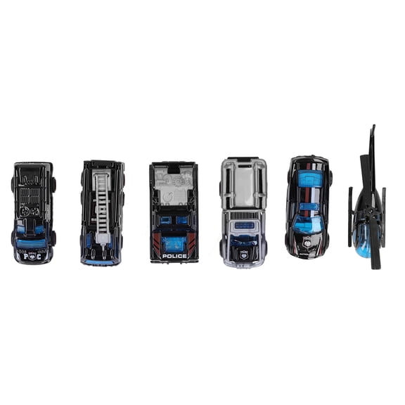 6-Piece Friction Powered Diecast Alloy Car and Helicopter Toy Vehicle Set, Pull Back Micro Simulation Models for Toddlers Kids Boys and Girls, 2.8 inches / 7.1 cm