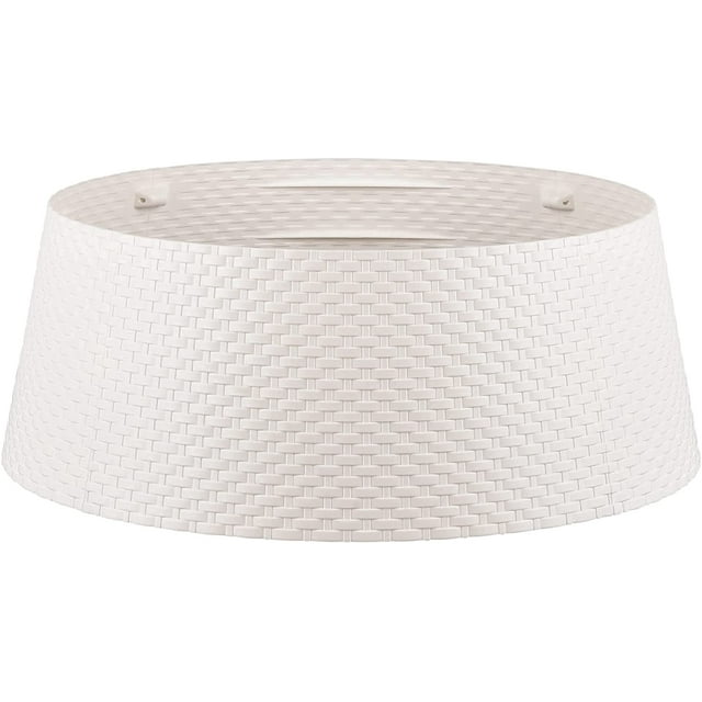 Collier de Sapin de Noël Rond Jupe Anneau de Sapin de Noël Base Couverture Décorations de Noël pour Sapin de Noël Traditionnel Jupe en Osier (Grand, Blanc)