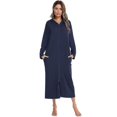 thumbnail image 2 of Womens Zip Up Robe Nightgown Long Hooded Sweatshirt Bathrobe Long Sleeve Housecoat Lounger With Pockets, 2 of 4