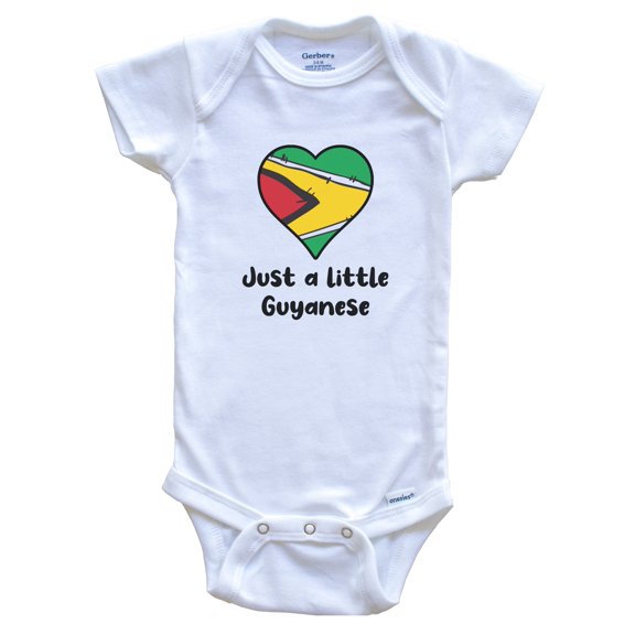 Just A Little Guyanese Guyana Flag Heart Baby Bodysuit