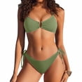 thumbnail image 2 of Duoif Womens Swimsuits, Women's 2 Piece High Cut Textured Bikini Sets for Women Green S, 2 of 4