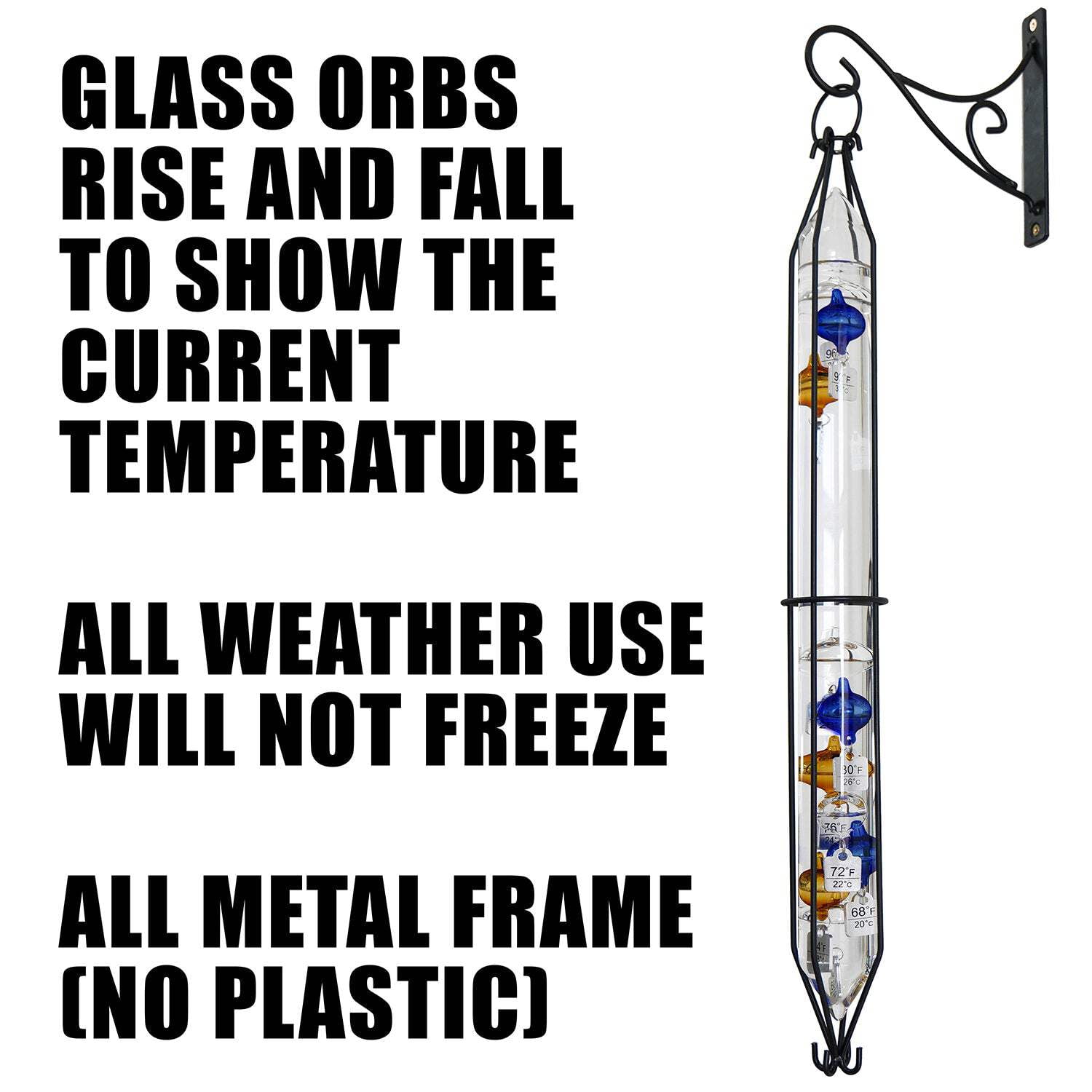 Galileo Thermometer Standing Glass Multicolor Floating Spheres Gift Science 11