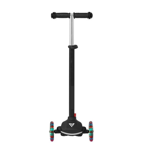 KFFKFF Kick Scooter for Kids Ages 3 , 3-Wheel Scooter with LED Wheels, Adjustable Handlebar, Sturdy Non-Slip Deck, Lightweight Aluminum Build for Boys & Girls up to 165 lbs, Black