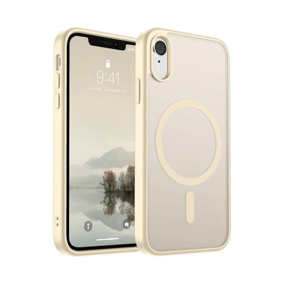 Magnetic for iPhone XR Phone Case(Compatible with MagSafe)(Military Grade Drop Protection) Slim Translucent Matte Shockproof with Anti-Fingerprint Phone Case,Antique White