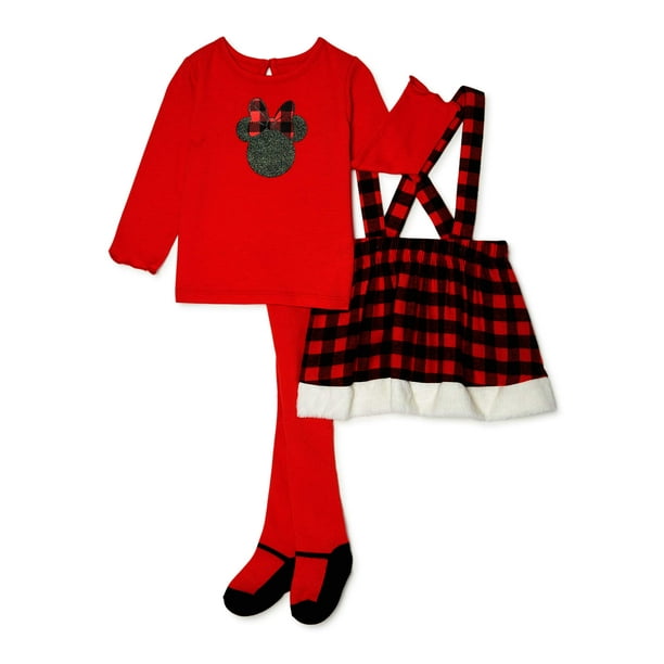 Minnie Mouse Disney Minnie Mouse Baby Girl Jumper Dress, Top & Tights