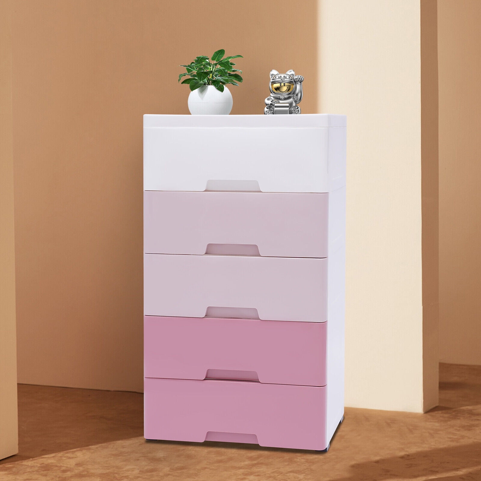 5Layer Pink Clothes Storage Drawers Storage Bins & Boxes PP Storage