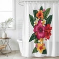 thumbnail image 4 of Pink Red Yellow Hibiscus Bathroom Shower Curtains with 12 Hooks Polyester Waterproof Shower Curtain for Stalls and Bathtubs Farmhouse Tropical Floral Decorative Bathroom Privacy Curtain 36x72 Inches, 4 of 9