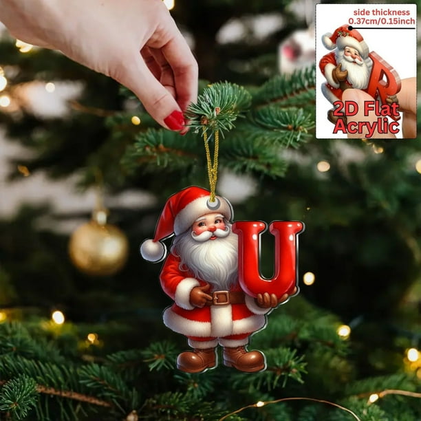 Adornos navideños, regalos navideños, adornos navideños planos con letras 2D para colgar en el árbol y el coche. Artículos festivos.