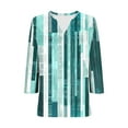 thumbnail image 6 of T-Shirts for Women 3/4 Sleeve V-Neck Strip Printed Casual Dressy Tunic Tops Laides T-Shirts, 6 of 6