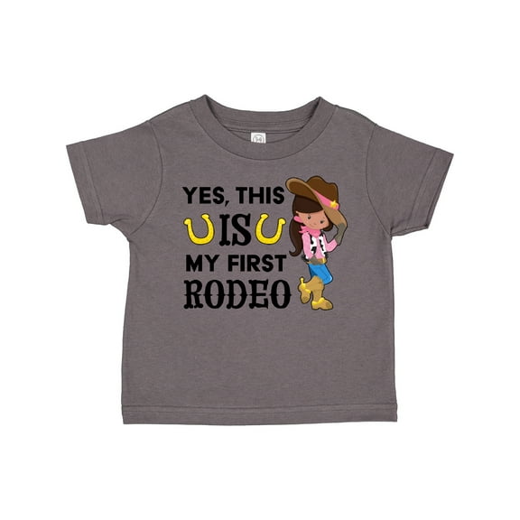 Inktastic Yes, this IS my First Rodeo- cowgirl in hat and boots Girls Toddler T-Shirt