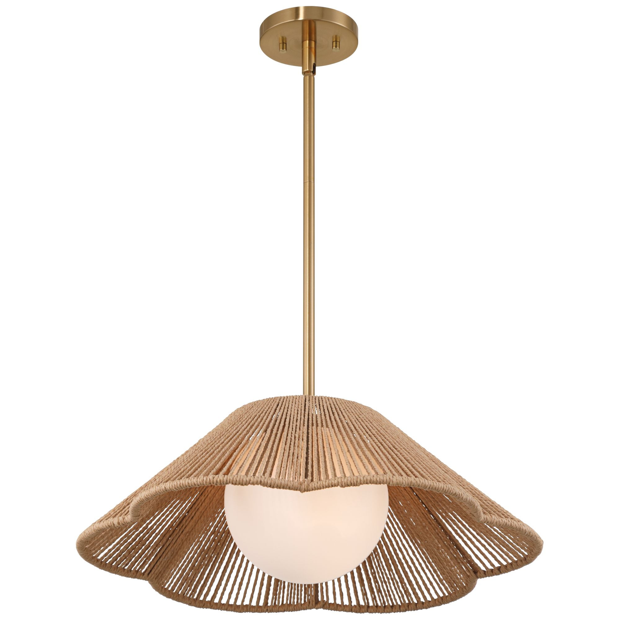 360 Lighting Mylinh 22 1/4" Modern Cottage Pendant Ceiling Light Fixture Dining Room Over Table Hanging Brass Finish Natural Rope