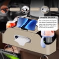 thumbnail image 5 of Car Backseat Organizer with 2 Dual Cup Holders, Tissue Box & Storage Compartments, Multi-Function Car Seat Storage with Hooks for Ultimate Travel Convenience(Apricot), 5 of 8