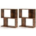 thumbnail image 1 of Costway 2 PCS 3-Tier Bookshelf Geometric Bookcase Side Table with Open Storage Display Shelf Brown, 1 of 9