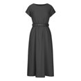 thumbnail image 3 of ChaoHeng Ladies Dresses Plus Size Summer Dresses for Women 2025 Trendy Women's Summer Fashion Round Neck Short Sleeve Solid Color Belt Plus Size Dress, 3 of 7