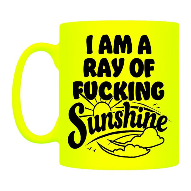 Grindstore - Taza Diseño Neón I Am A Ray of Fucking Sunshine (Amarillo, Negro)