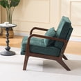 thumbnail image 3 of S-HOME Mid-Century Upholstered Accent Chair  with Plush Foam Cushion and Curved Wood Armrests for Living Rooms or Bedrooms, Dark Green, 3 of 15