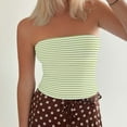 thumbnail image 6 of Striped Tube Tops for Women Teen Girls Strapless Off Shoulder Y2k Crop Bandeau Top Sleeveless Base Tee Summer (L, Green), 6 of 7