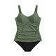 thumbnail image 3 of Conjunto de Bikini de Cintura Alta para Mujeres Traje de Baño Tankini de Correa de Color Sólido con Sujetadores Acolchados Extraíbles, Nylon + Spandex, Alto Corte Delgado, 3 of 6