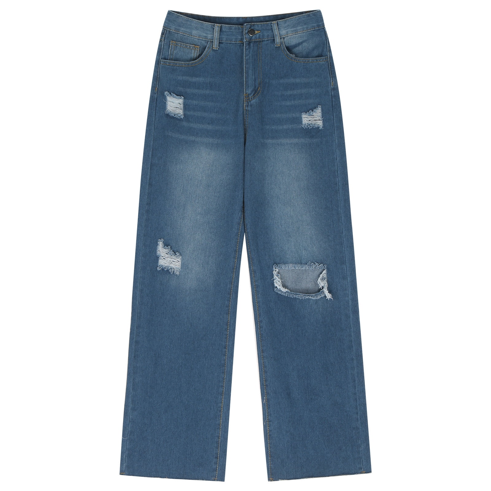 山田蓮 TSY RIPPED WIDESTRAIGHT DENIM INDIGO RIPPED WIDE STRAIGHT DENIM TSY 山田蓮 Ripped Jeans Leg Men