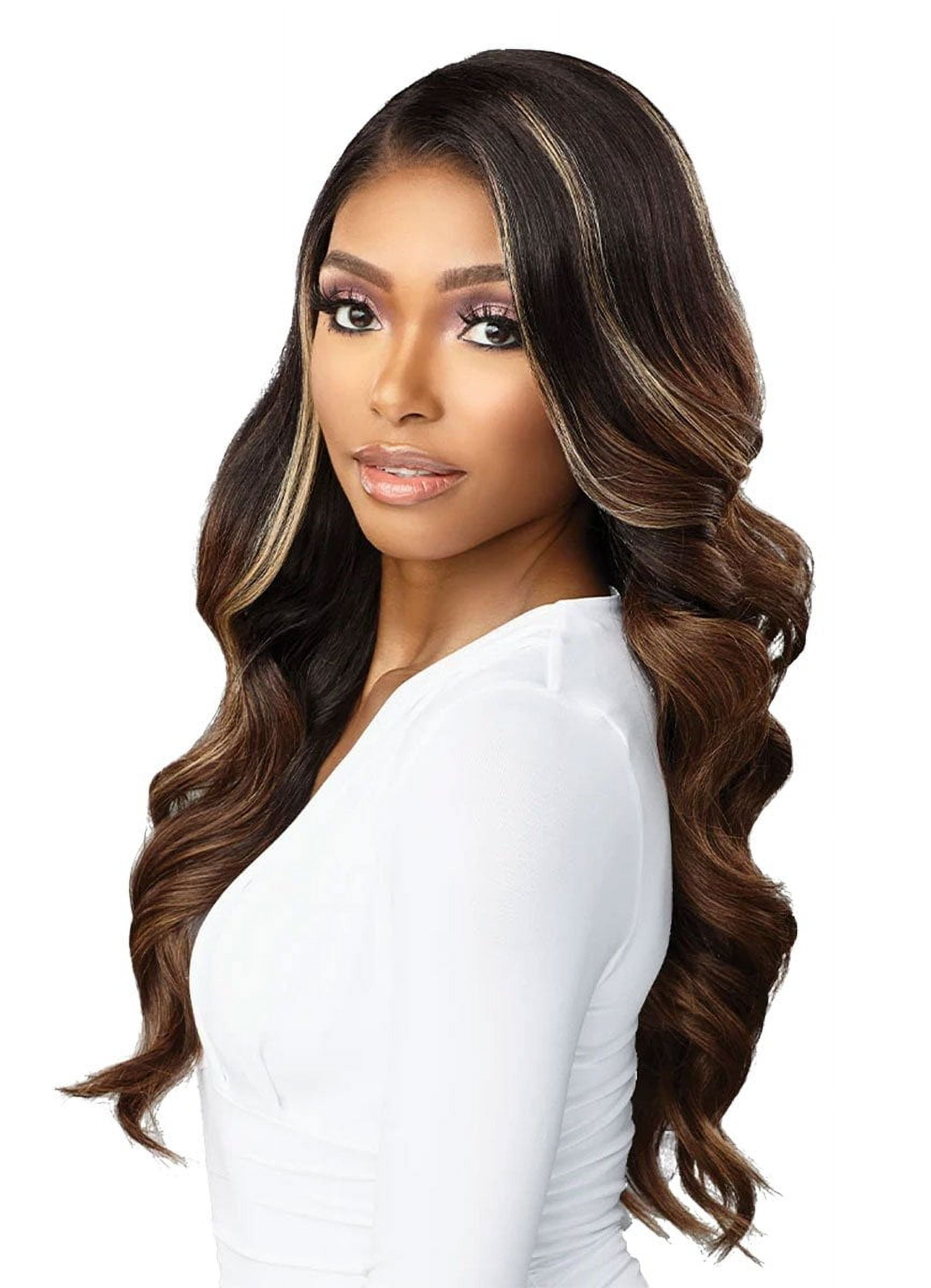 Sensationnel Human Hair Blend HD Lace Front Wig Butta Lace Glam Wave 24" (BALAYAGECARAMEL)