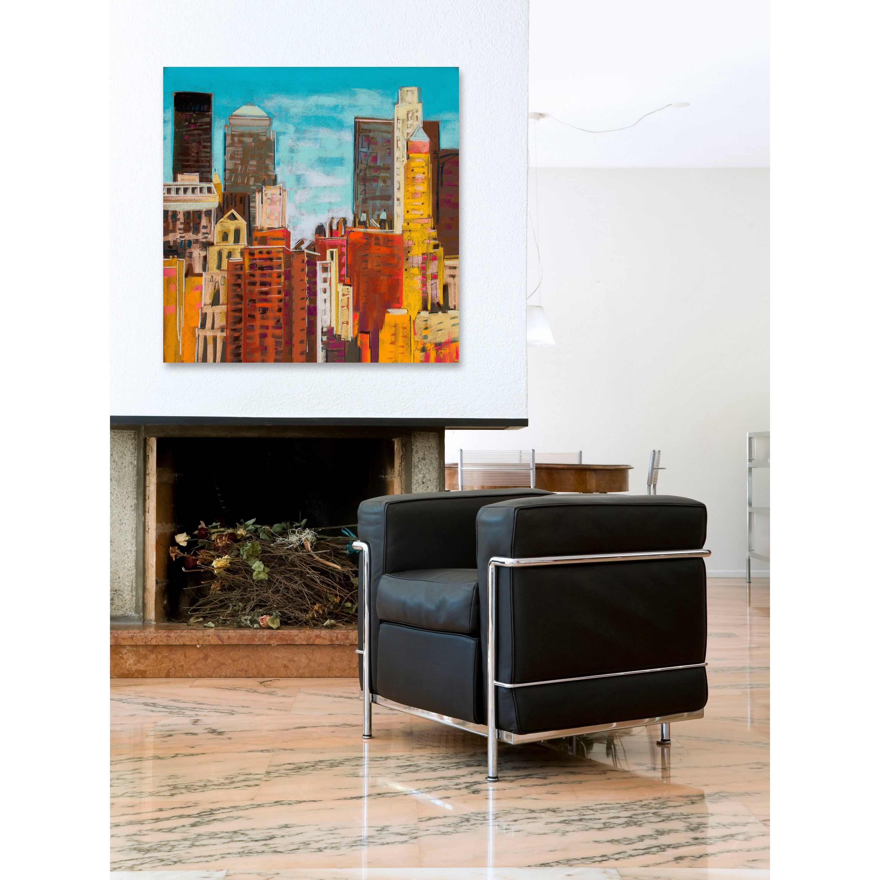 "From Brooklyn Bridge 4" Painting Print on Wrapped Canvas