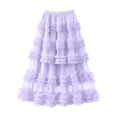 thumbnail image 5 of Long Tulle Skirts for Women Elastic High Waist Layered Ruffle A Line Flowy Maxi Skirt Renaissance Fairy Skirt, 5 of 5