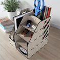 thumbnail image 2 of Storage Rack Large Capacity Magazines Documents Cookbooks Wood Desk Organizer with Multi Compartments, 2 of 7