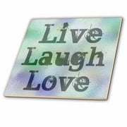 3dRose Stained Glass Live, Laugh, Love- Inspirational Words- Motivational - Ceramic Tile, 12-inch