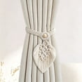 thumbnail image 4 of Apeya Khaki Hand Woven Cotton Curtain Tiebacks, Farmhouse Decorative Drape Tie Backs with Adjustable Wooden Bead for Bedroom and Living Room, 12.5 Inch, 4 of 7