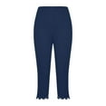thumbnail image 6 of Sakmal Cropped Fashion Pants for Women Blue Workout Yoga Lace High Waisted Plus Size Trousers, 6 of 6