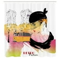 thumbnail image 3 of Ambesonne Fashion Shower Curtain, Retro Lady Sketch Art, 69"Wx70"L, Orange Black Pink, 3 of 5