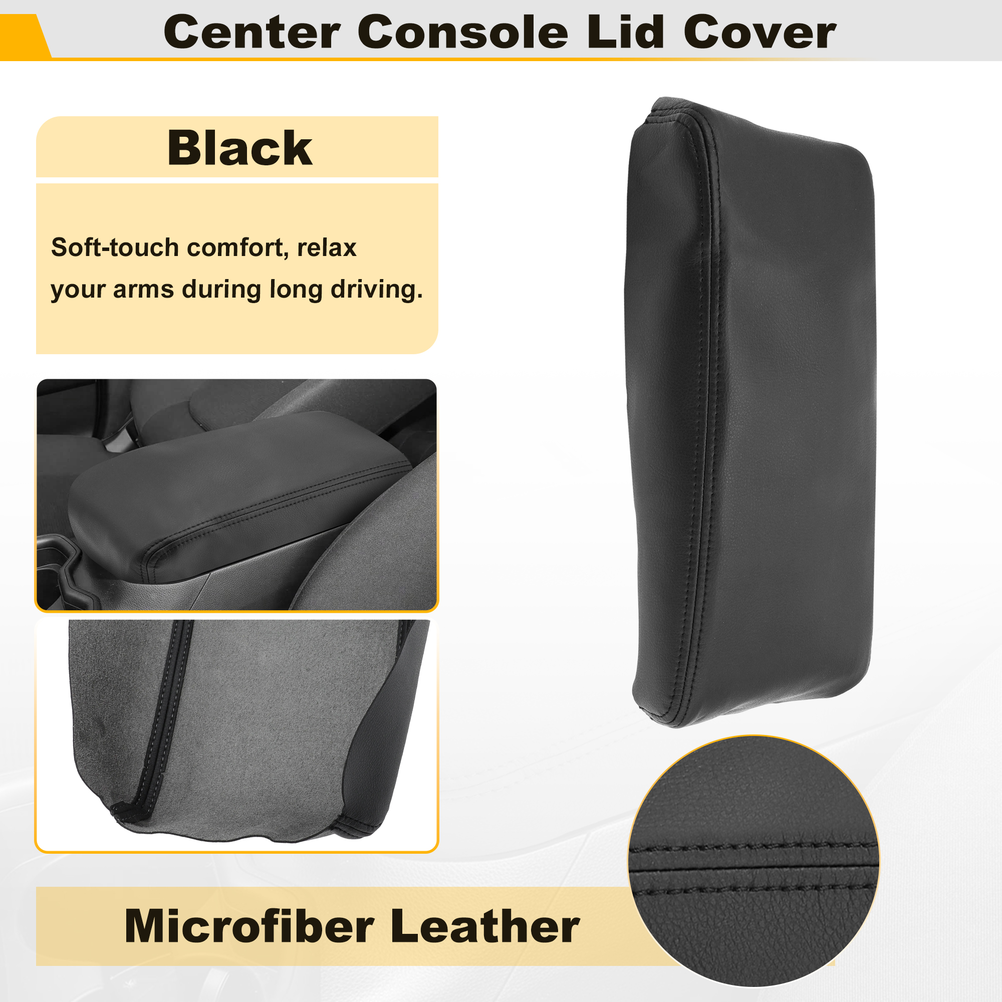 Unique Bargains Console Armrest Cover for Subaru Crosstrek 2012-2017 Black