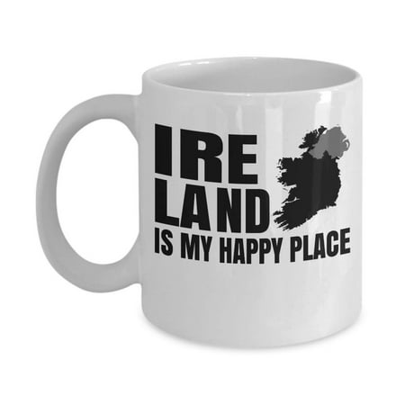 Ireland Is My Happy Place Map Art Coffee & Tea Gift Mug, Pen Cup, Desk Décor, Table Accessories, Party Favors, Products, Items, Essentials & Travel Souvenirs Or Gifts For Irish American Men & (Best Place In Ireland For Christmas)