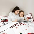 thumbnail image 4 of jejeloiu Christmas Theme Bedding Comforter Set 7pcs,Chic Red Truck Queen Bedding Sets,Red Black Geometric Plaid Queen Sheet Sets For Child,Microfiber Bedroom Decor, 4 of 8
