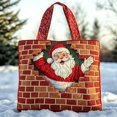 thumbnail image 4 of CLOUJI Christmas Gift Bags Quilted Santa Print Tote Large Capacity Holiday Shopping Shoulder Reusable Festive Grocery for Women Xmas, 4 of 7