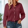 thumbnail image 2 of Kaprioy Long Sleeve Shirts for Womens Button Down Shirts Long Sleeve Tops Casual Collared Blouses Loose Fit Fall Clothes , M, 2 of 9