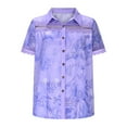 thumbnail image 3 of Button Down Shirt for Women Floral Print Short Sleeve Casual Loose Blouse Summer Collared Tunic Tee Tops, 3 of 6