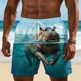 thumbnail image 2 of XFeng Men's 2 in 1 Swim Trunks, Print Board Shorts with Compression Liner, Quick Dry Beach Swim Shorts with Pockets, 2 of 4