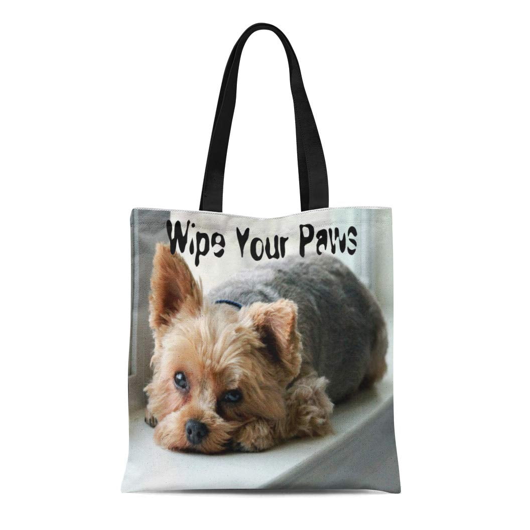 ASHLEIGH Canvas Tote Bag Dogs Wipe Your Yorkie Yorkies Yorkshire