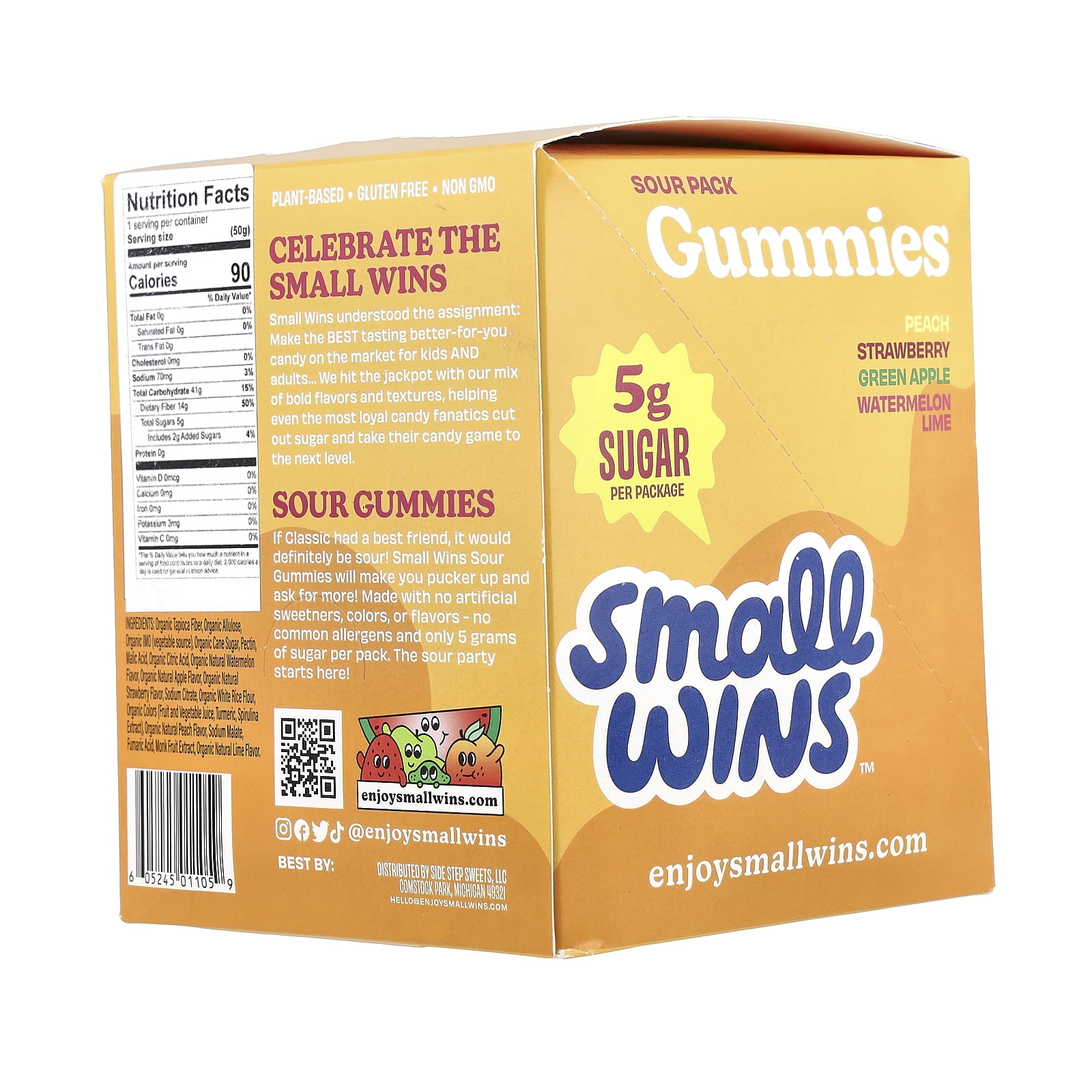 Small Wins Gluten-Free Plant-Based Easter Candy Sour Fruit Mix Gummy Chews, 1.8 oz, Bag, Pack of 6