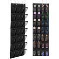 thumbnail image 1 of Almacenamiento de zapatos sobre la puerta, soporte para zapatero colgante con 28 bolsillos de malla grandes y 4 ganchos de metal (negro), 1 of 1