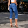 thumbnail image 6 of Denim Capris for Women with Pockets High Waisted Trendy Slim Stretch Solid Color Jean Capri Pants, 6 of 6