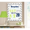 thumbnail image 4 of Personalized Canvas Birth Announcement Nursery Decor Gift, Footprint Design, Custom Name, Date, Weight & Length, Unique Boys & Girls Baby Shower Wall Art Presents, Color Gray # 12, Size - 12X16, 4 of 5