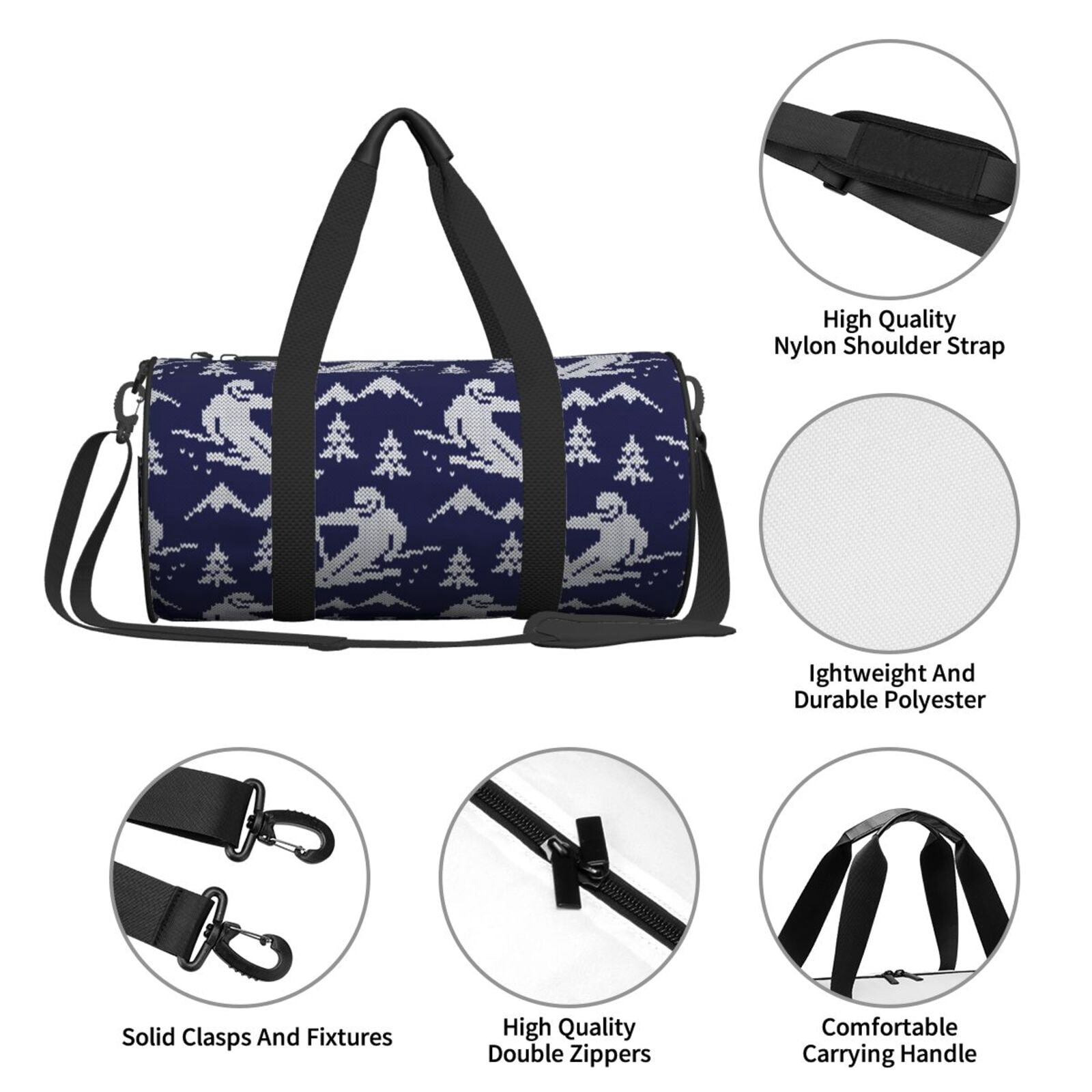 Vsdgher Abstract Skiing 45L Foldable Duffel Bag, Sports Gym Bag,Overnight Bag, Portable Weekender Bag for Airplanes