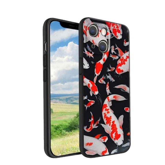 Compatible with iPhone 13 Phone Case, Koi-Fish-3 Case Men Women, Flexible Silicone Shockproof Case for iPhone 13