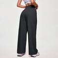 thumbnail image 5 of Pants for Women High Waist Solid Color Knit Loose Wide Leg Sports Trousers With Pockets Flowy Pants, 5 of 8