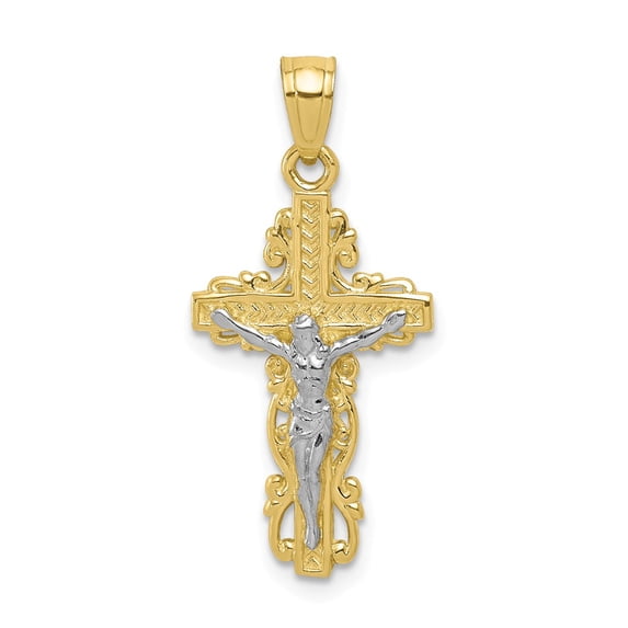 FB Jewels 10K Yellow Gold & Rhodium Crucifix Pendant
