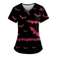 thumbnail image 4 of WonderWiz Women Halloween Scrub Tops,Womens Halloween Scrub Tops V Neck Short Sleeve Funny Halloween Nurse Uniform Plus Size Friendly,Hot Pink 3XL, 4 of 6
