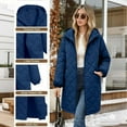 thumbnail image 2 of QATAINLAV Women's Zip Up Warm Hooded Quilted Coat Solid Color Long Winter Puffer Jacket with Pockets for Outdoor Work Skiing, Blue, XXL, 2 of 10